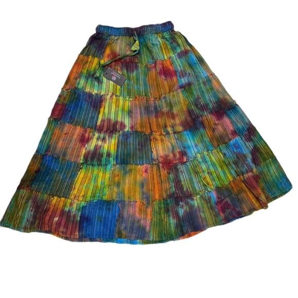 Handmade Tie Dye Boho Hippie Patchwork Long Skirt - Picture 9 of 9